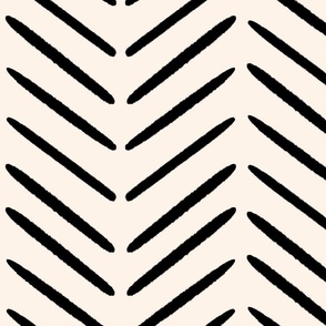 Herringbone inspired Arrow Pattern in Black and Ivory White (large)
