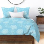 cozy jelly fish pastel blue and white