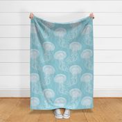 cozy jelly fish pastel green and white