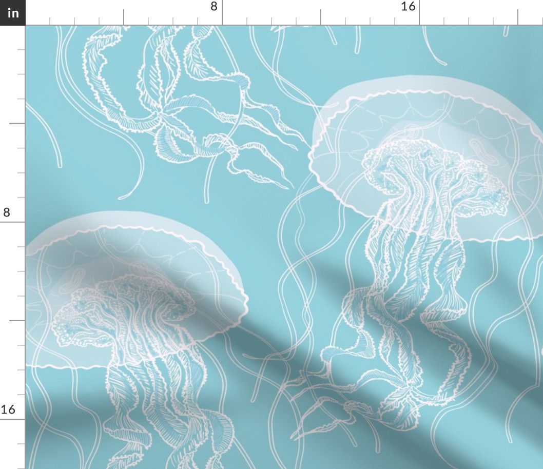 cozy jelly fish pastel green and white