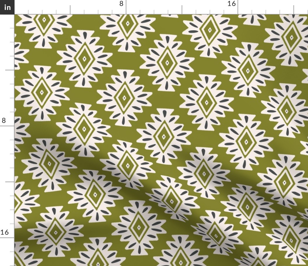 abstract aztec geometric - citron green - large