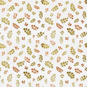 Gold&Copper Berries with Mottled Effect on White  | Small Scale