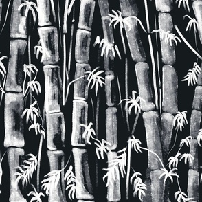 Bamboo Forest white on black 