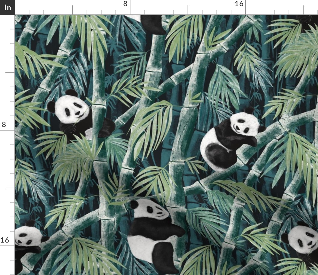 Giant Panda in the Bamboo Forest dark Background