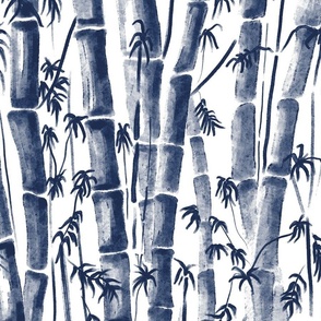 Bamboo Forest dark blue White Background