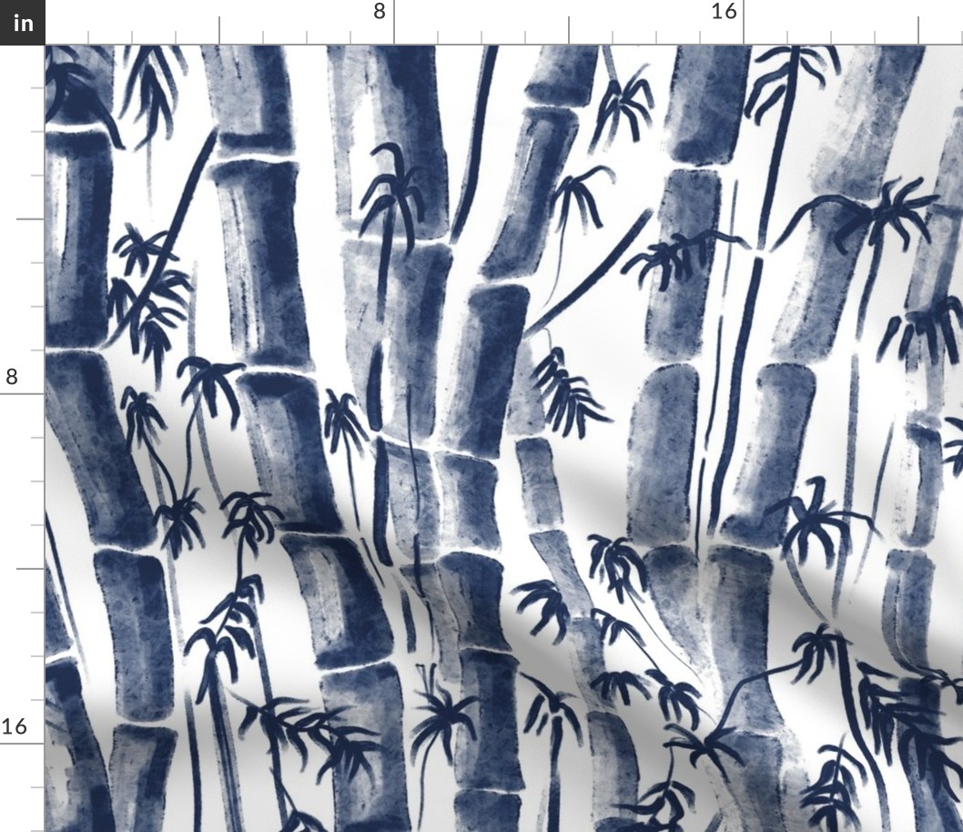 Bamboo Forest dark blue White Background