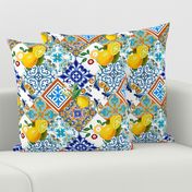 Tiles,mosaic,azulejo,quilt,Portuguese,majolica,lemons,citrus.
