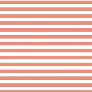 Horizontal Bengal Stripe Pattern - Tuscan Terracotta and White