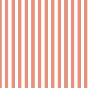 Vertical Bengal Stripe Pattern - Tuscan Terracotta and White