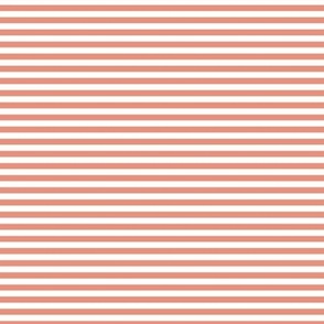 Small Horizontal Bengal Stripe Pattern - Tuscan Terracotta and White