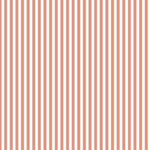 Small Vertical Bengal Stripe Pattern - Tuscan Terracotta and White