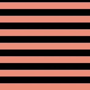 Horizontal Awning Stripe Pattern - Tuscan Terracotta and Black