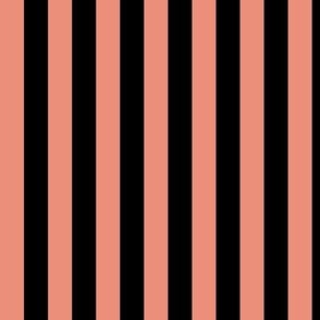 Vertical Awning Stripe Pattern - Tuscan Terracotta and Black