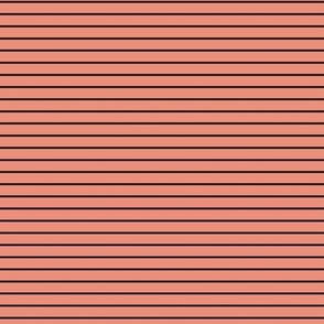 Small Horizontal Pin Stripe Pattern - Tuscan Terracotta and Black