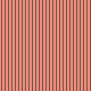 Small Vertical Pin Stripe Pattern - Tuscan Terracotta and Black