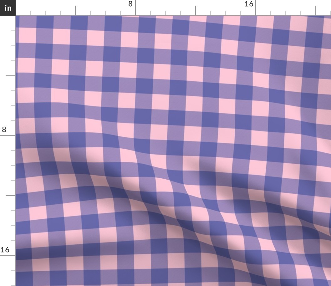 1´´ Very peri gingham buffallo check in Pantone color of the year 2022 and sweet pink Small scale 