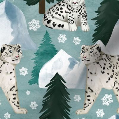 Snow Leopards on a Snowy Day