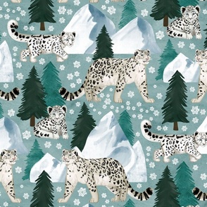 Snow Leopards on a Snowy Day