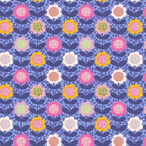 Very peri scandi sunflowers in Pantonecoty2022 pantone color of the year 2022 and bright pink and yellow Small scale