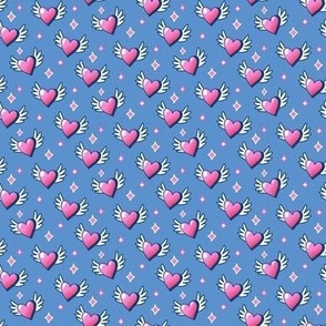 flying hearts - lovecore - blue small