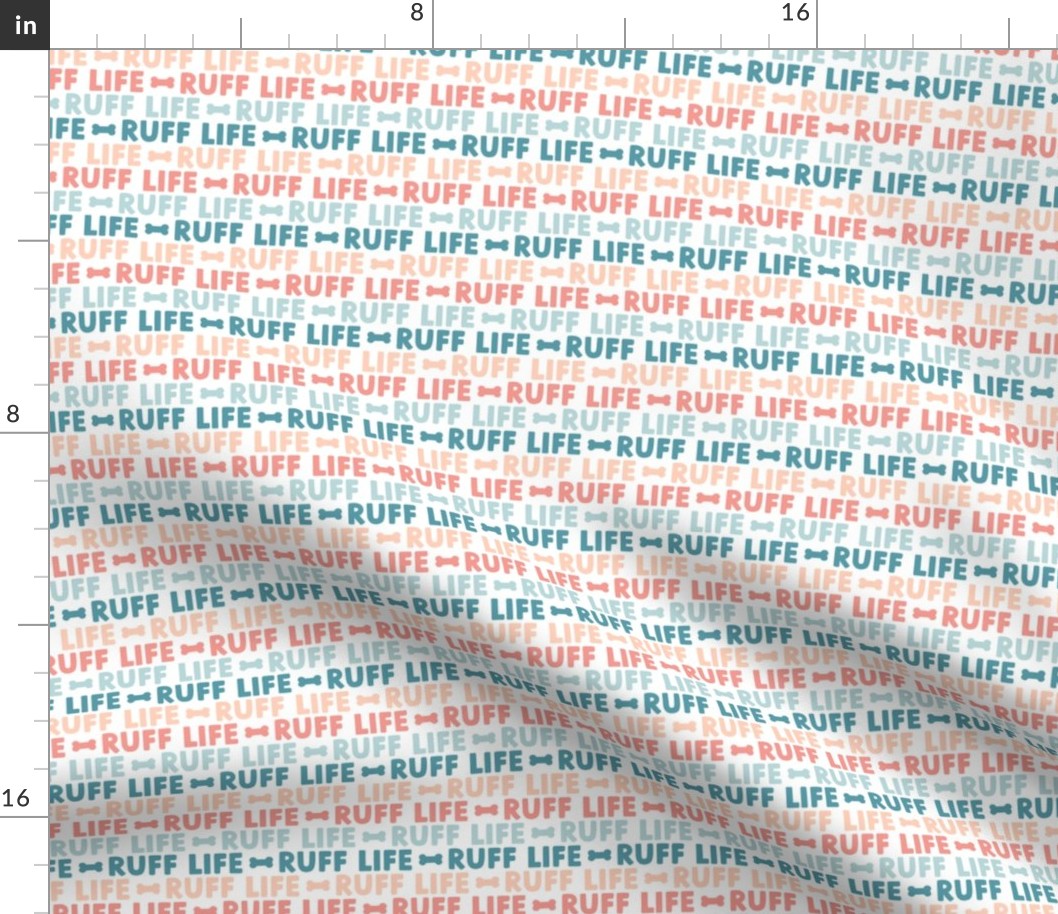 Ruff Life - pink and blue multi - funny dog fabric - LAD21