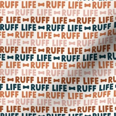 Ruff Life - blue/rust multi - funny dog fabric - LAD21