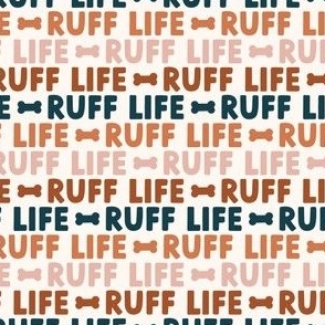 Ruff Life - blue/rust multi - funny dog fabric - LAD21