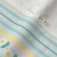 Busy Bees - Broad Vertical Stripes I M size I 12" I Background Light blue I by House of Haricot