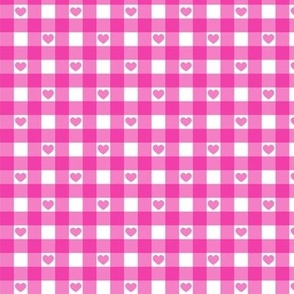Magenta Gingham with Hearts Small (1/2")