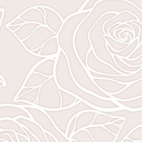 Large Rose Cutout Pattern - Champagne and White