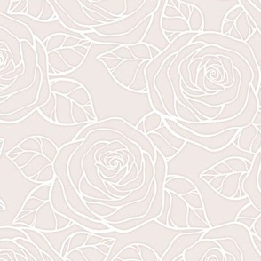 Rose Cutout Pattern - Champagne and White