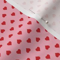Folksy Red Hearts on Rose Pink 