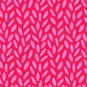 Mod Leaf Scattered Ditsy Leaves in Retro Fuchsia and Pastel Pink - SMALL Scale - UnBlink Studio by Jackie Tahara