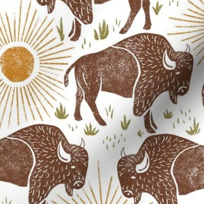 Bison - large - brown, gold, and moss green