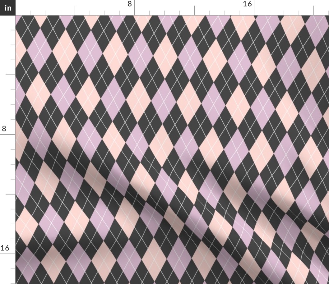 Grey Argyle with Pink and Lavender