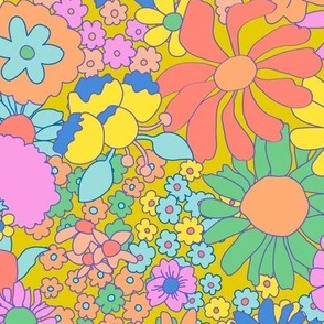 Hippie Groovy Flower Background By Mulew Art