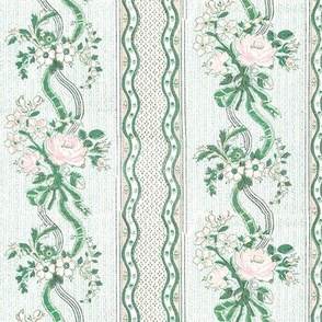 Pink green floral stripe