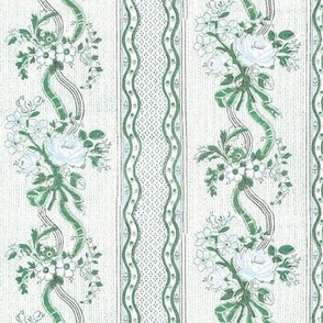 Blue green floral stripe
