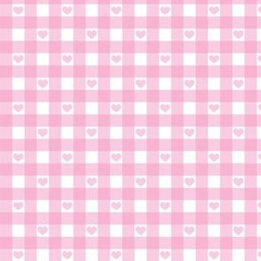 Pink Gingham with Hearts Small (1/2")