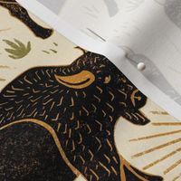 Bison - large - black, gold, and moss on cream