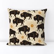 Bison - large - black, gold, and moss on cream