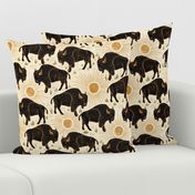 Bison - large - black, gold, and moss on cream