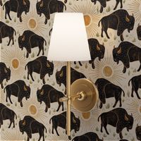 Bison - large - black, gold, and moss on cream