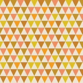 Triangles - geometric abstract in peach, avocado, orange and cream. - small
