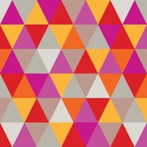 Pyramid puzzle - hot pink, mustard, ivory, orange, mocha - medium 
