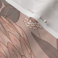 Dried flowers botanical illustration - large scale - soft blush