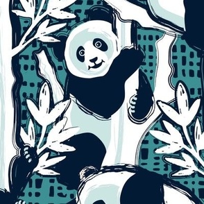 Lazy pandas / Teal / Medium scale