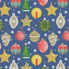Christmas ornaments / blue background