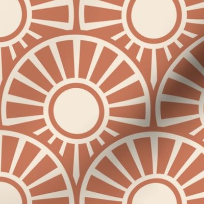 Japanese Art Deco circles suns terracotta