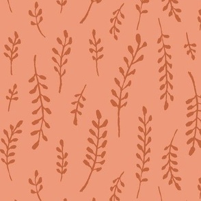 Couch Grass - Floral Doodles I M size I 12" I Terracotta on Peach I by House of Haricot